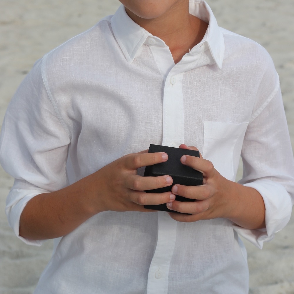 Crewcuts Boys' button-down linen-blend shirt Size 12 54% linen / 48% cotton